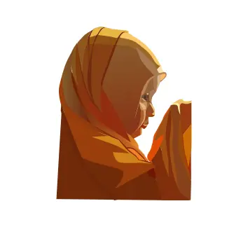 Vector illustration of young woman praying