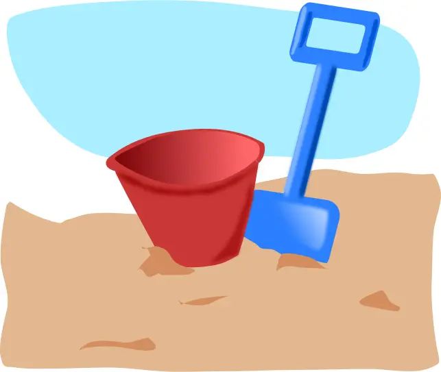 Vector graphics of children's spade and bucket
