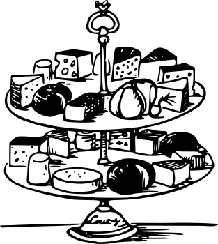 Vector drawing of selection of cakes