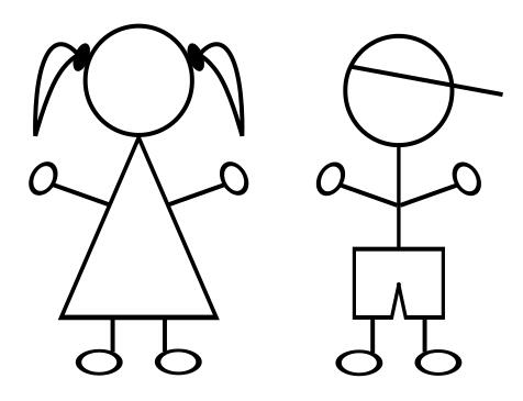 Vector illustration of stick man kids