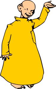 Vector drawing of Buddha kid in a civara