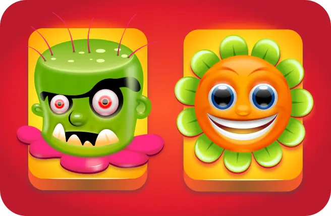 Vector graphics of flower game characters