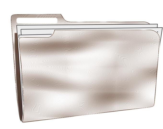 White vector drawing of plastic folder with papers