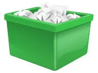 Green plastic box filled with paper vector clip art