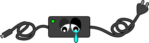 Computer charger crying eyes vector clip art