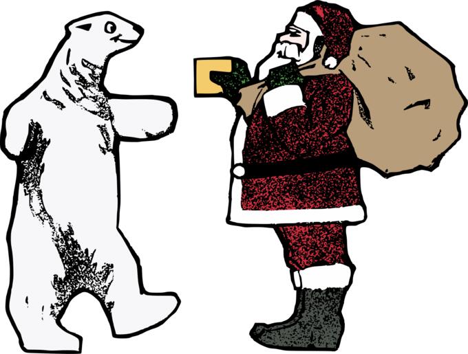 Santa and the polar bear vector graphics