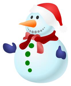 Vector clip art of happy colorful snowman with scarf
