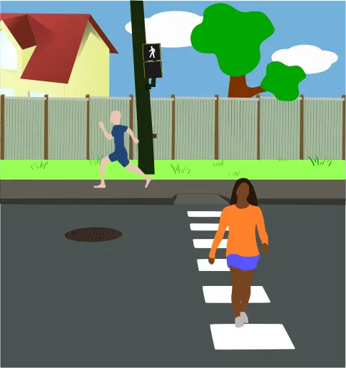Neighborhood scene vector drawing