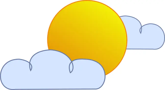 Blue and yellow symbol for partly cloudy sky vector clip art