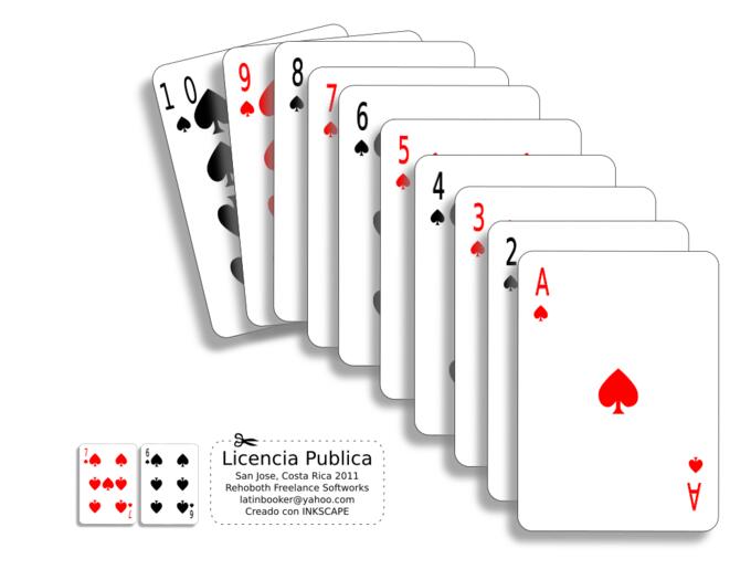 Vector illustration of poker cards in a line