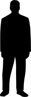 Silhouette vector drawing of old man standing