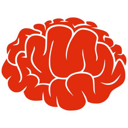 Red silhouette of a brain vector image