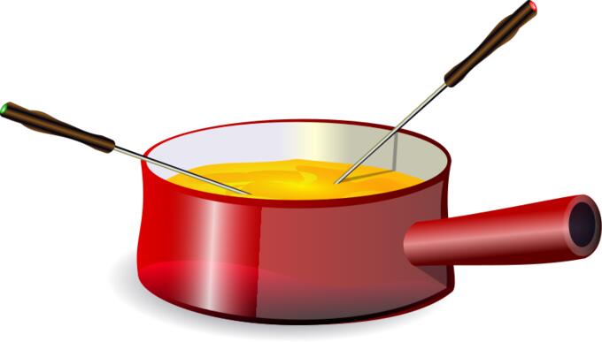 Fondue in a saucepan vector image