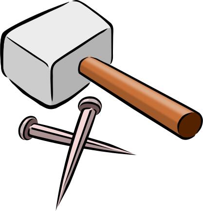 Hammer and nails vector drawing