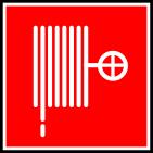 Red fire hose sign label with border vector clip art