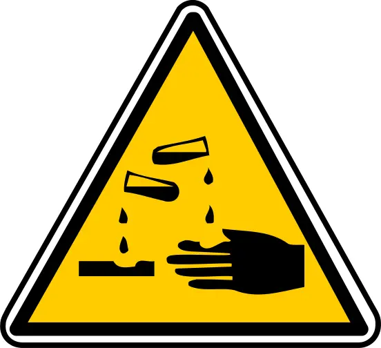 Vector drawing of triangular acid burns warning sign