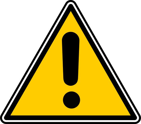 Triangular warning sign with an exclamation mark vector graphics