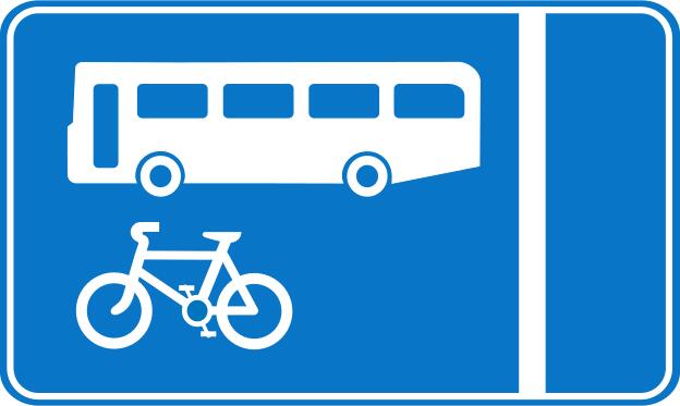 Bus and bicycle lane information traffic sign vector image