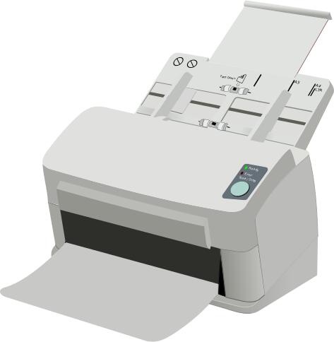 Photorealistic scanner and printer machine vector drawing