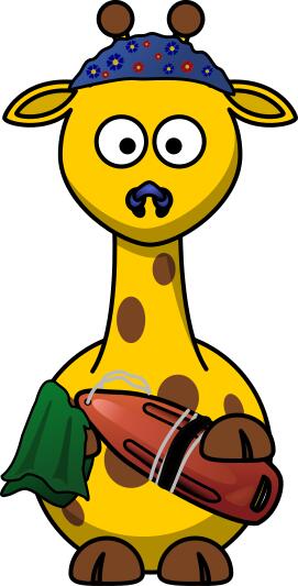 Vector clip art of swimmer giraffe