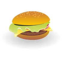 Cheeseburger with sauce vector drawing