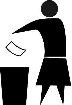 Female rubbish bin sign vector graphics