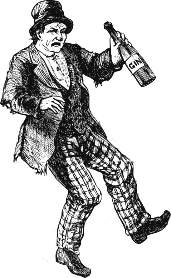 Man drunk on gin vector drawing