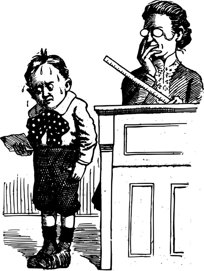 Angry teacher and scared pupil vector image