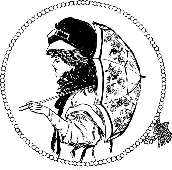 Elegant woman with an umbrella vector drawing