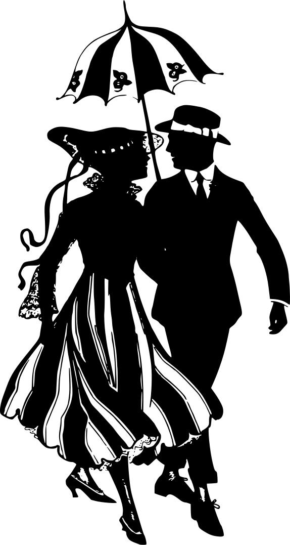 Wedding couple under umbrella vector image