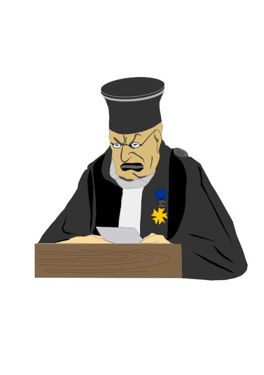 Judge at work vector drawing