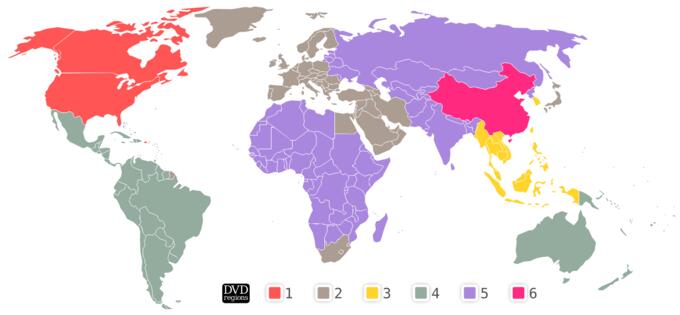 DVD regions map vector image
