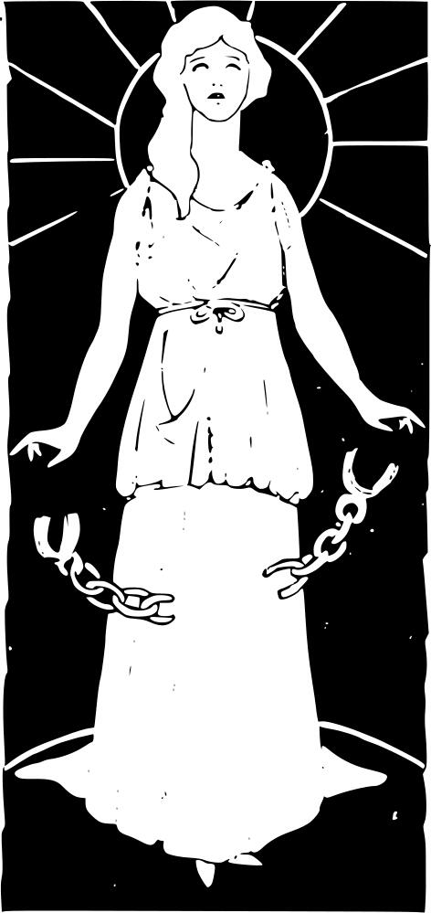 Woman freed from chains vector clip art