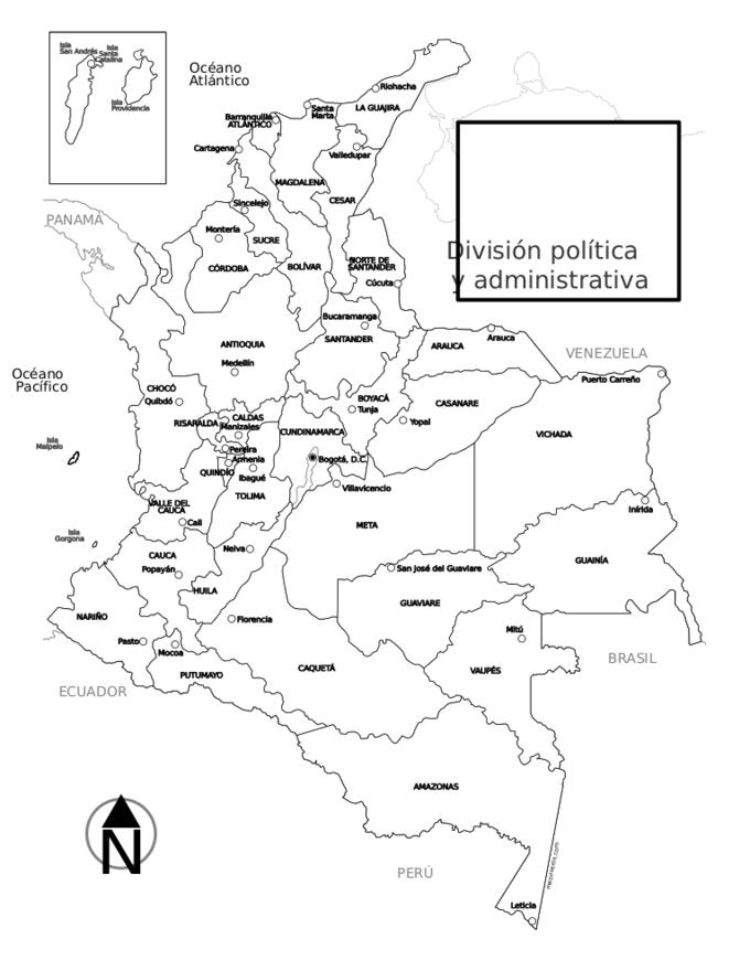 Colombia regions map vector image