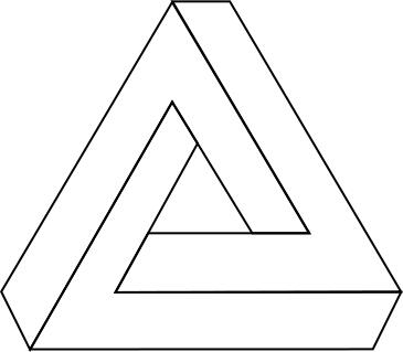 Impossible triangle line art vector illustration