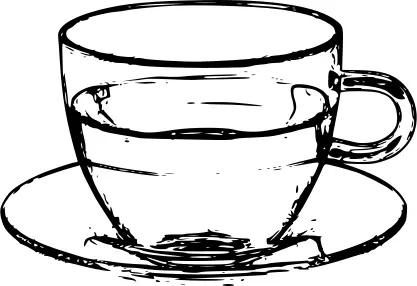 Glass cup with saucer vector graphics