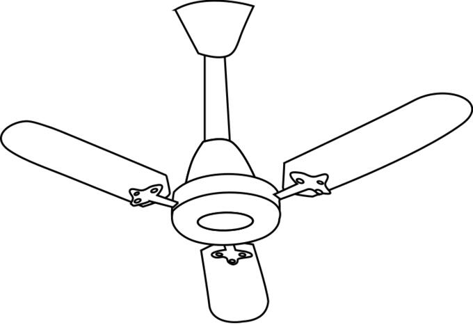 Ceiling fan line art vector graphics