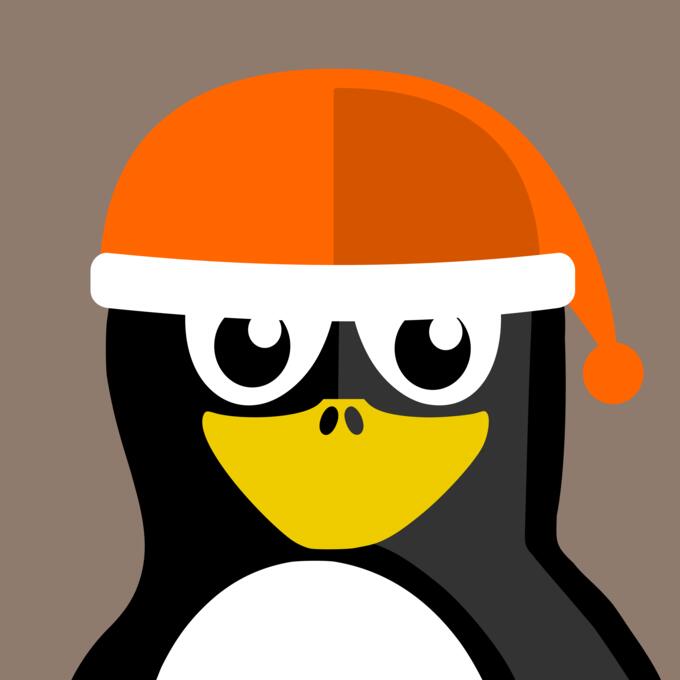 Vector image of penguin with a Christmas hat