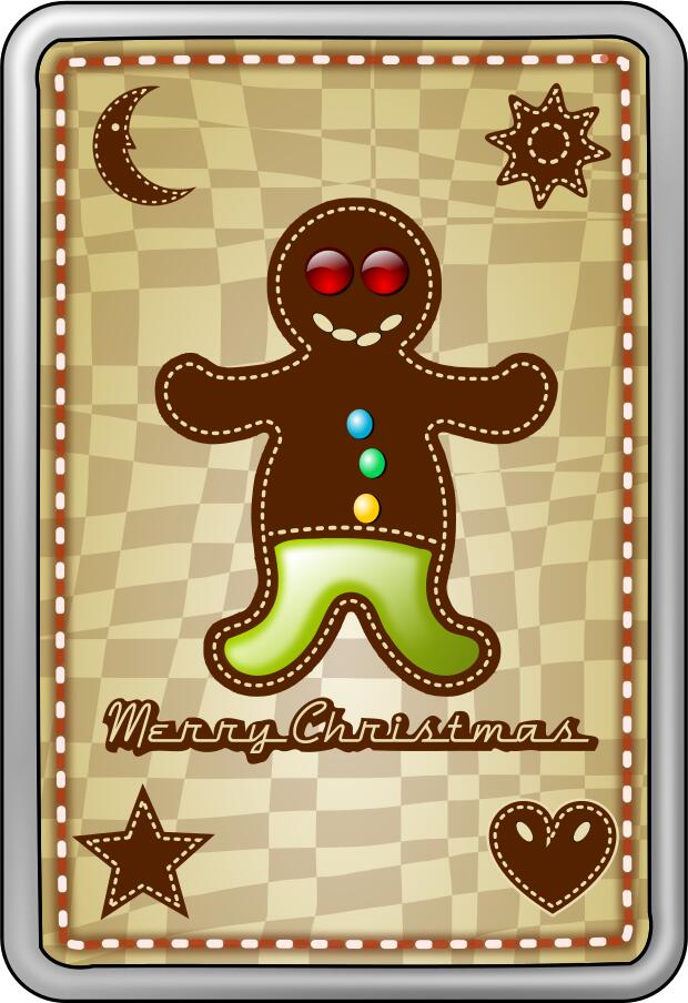 Vector image of happy cookie Christmas card