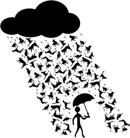 Raining cats and dogs vector clip art