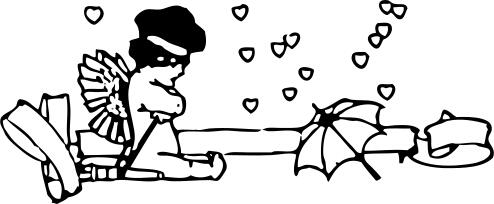 Vector clip art of cupid with parasol