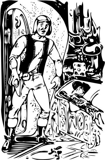 Vector graphics of comic scene startled man