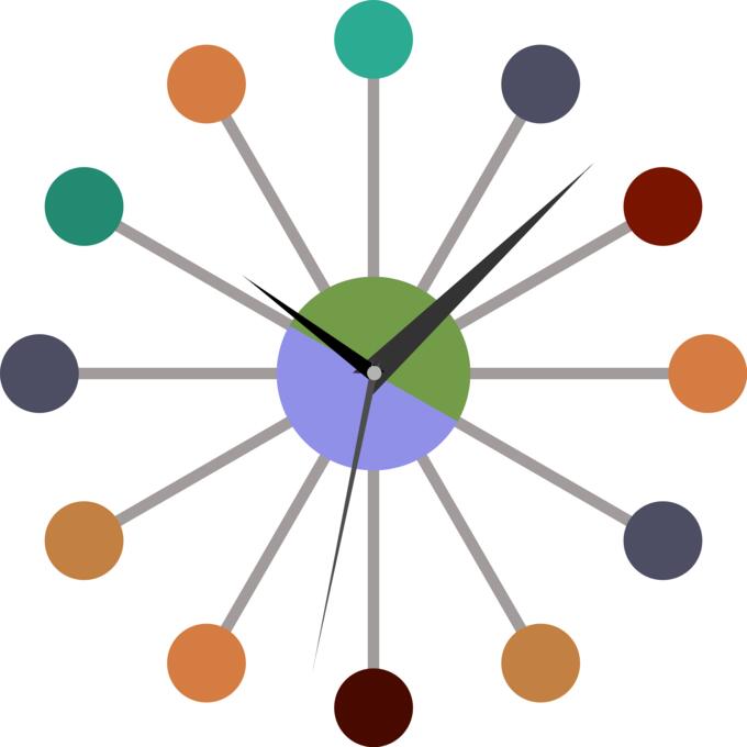 Retro startburst wall clock vector clip art
