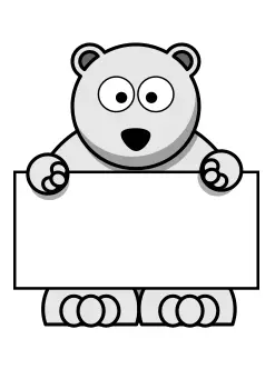 Polar bear holding blank signboard vector graphics
