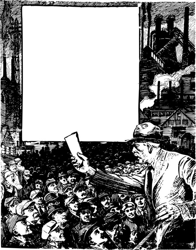 Black and white image of speaking man