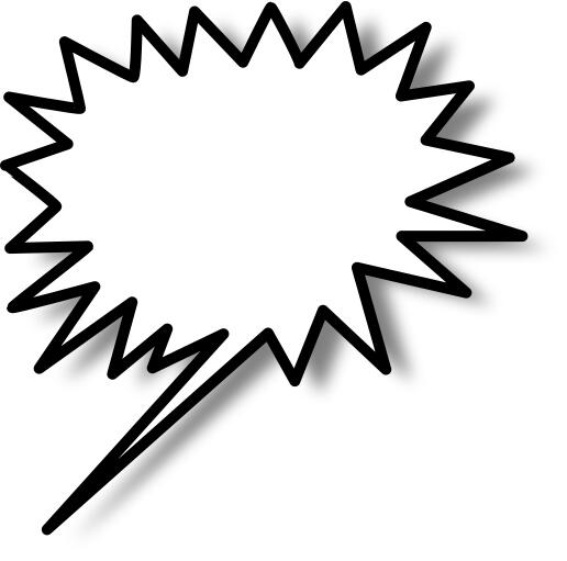 Speech bubble in star shape from left vector clip art