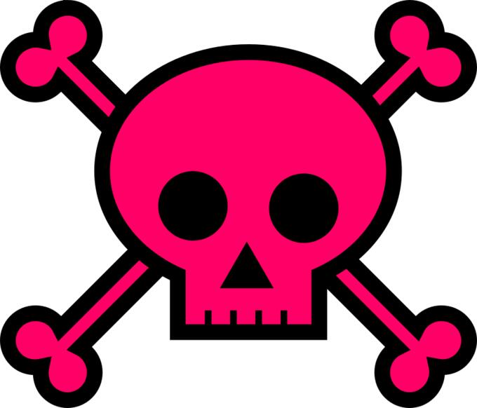 Pink skull death sign vector drawing