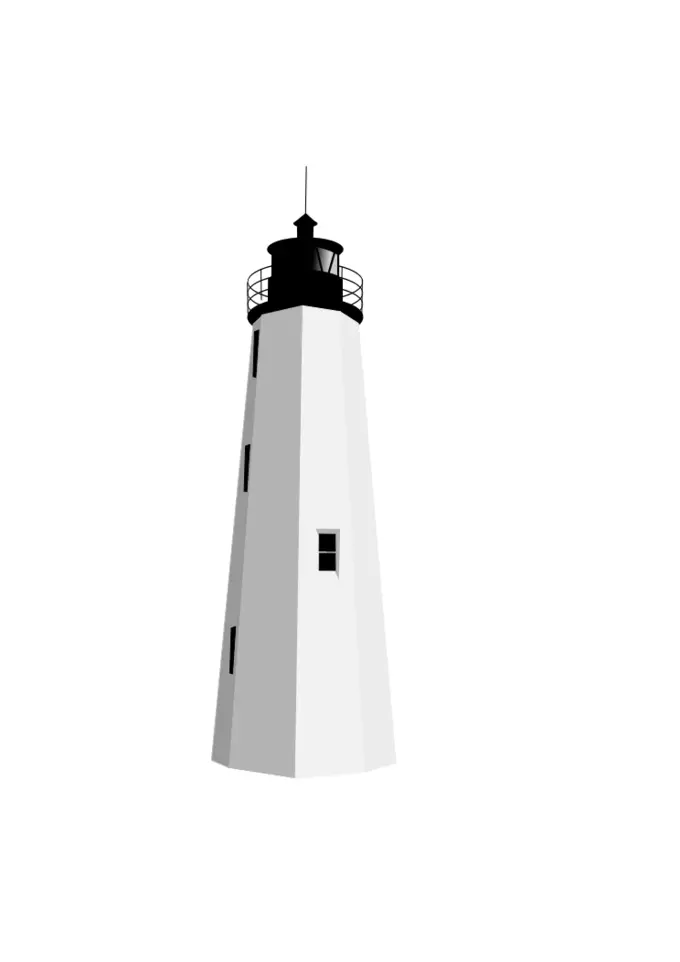 Black and white vector clip art of a lighthouse