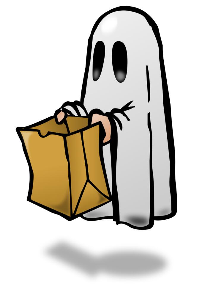 Ghost with a paper bag with shadow vector image