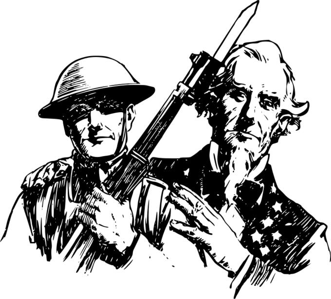 Uncle Sam Behind Solider